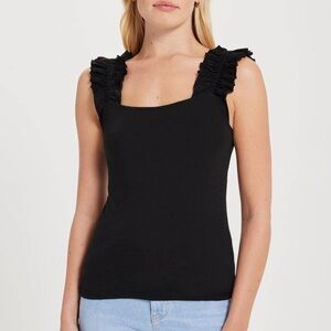 Goldie Black Ruffle Strap Tank Top